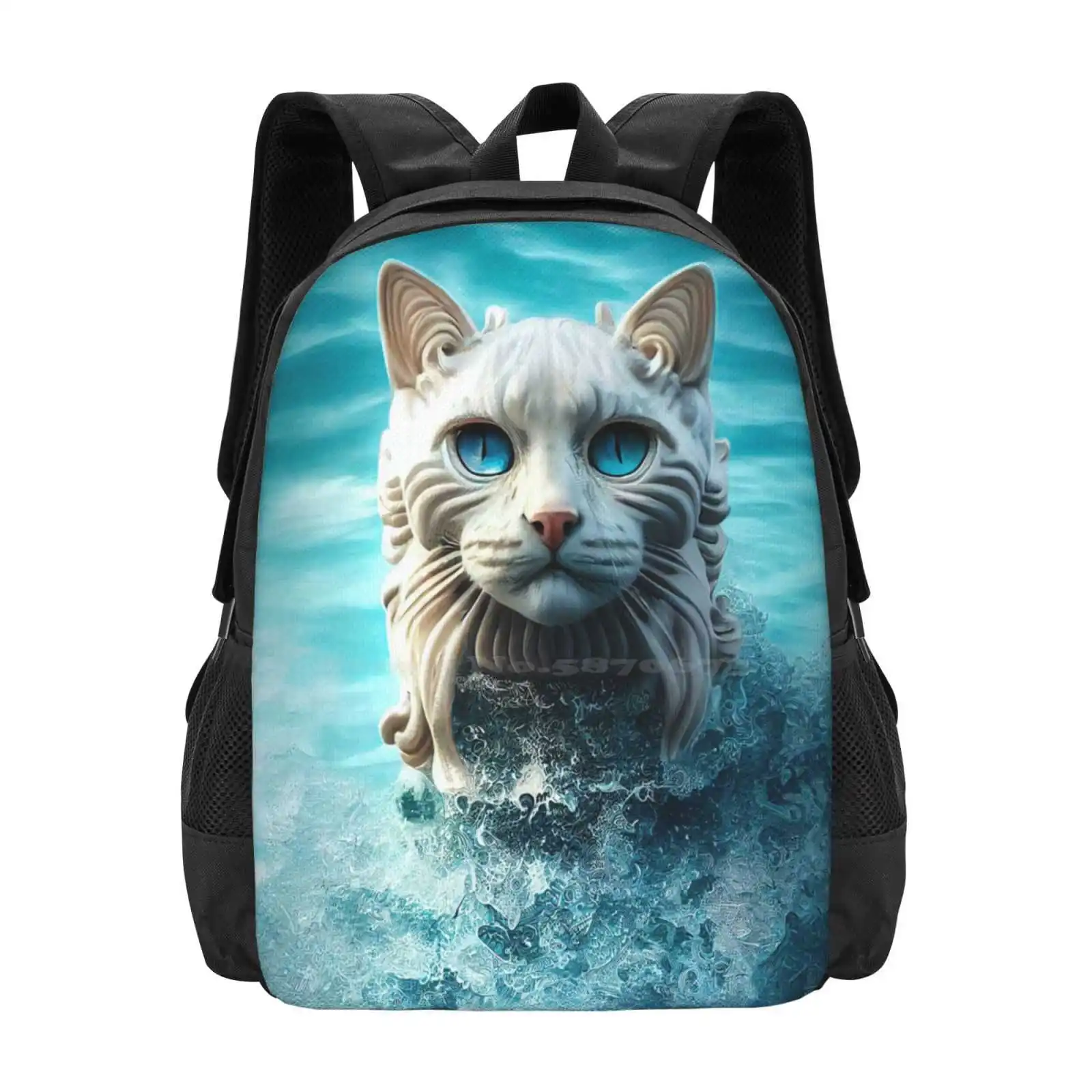 Poseidon Cat Bag Backpack For Men Women Girls Teenage Poseidon Cat Sea Ocean Monster King Mythology Mythologic Fantasy Dark