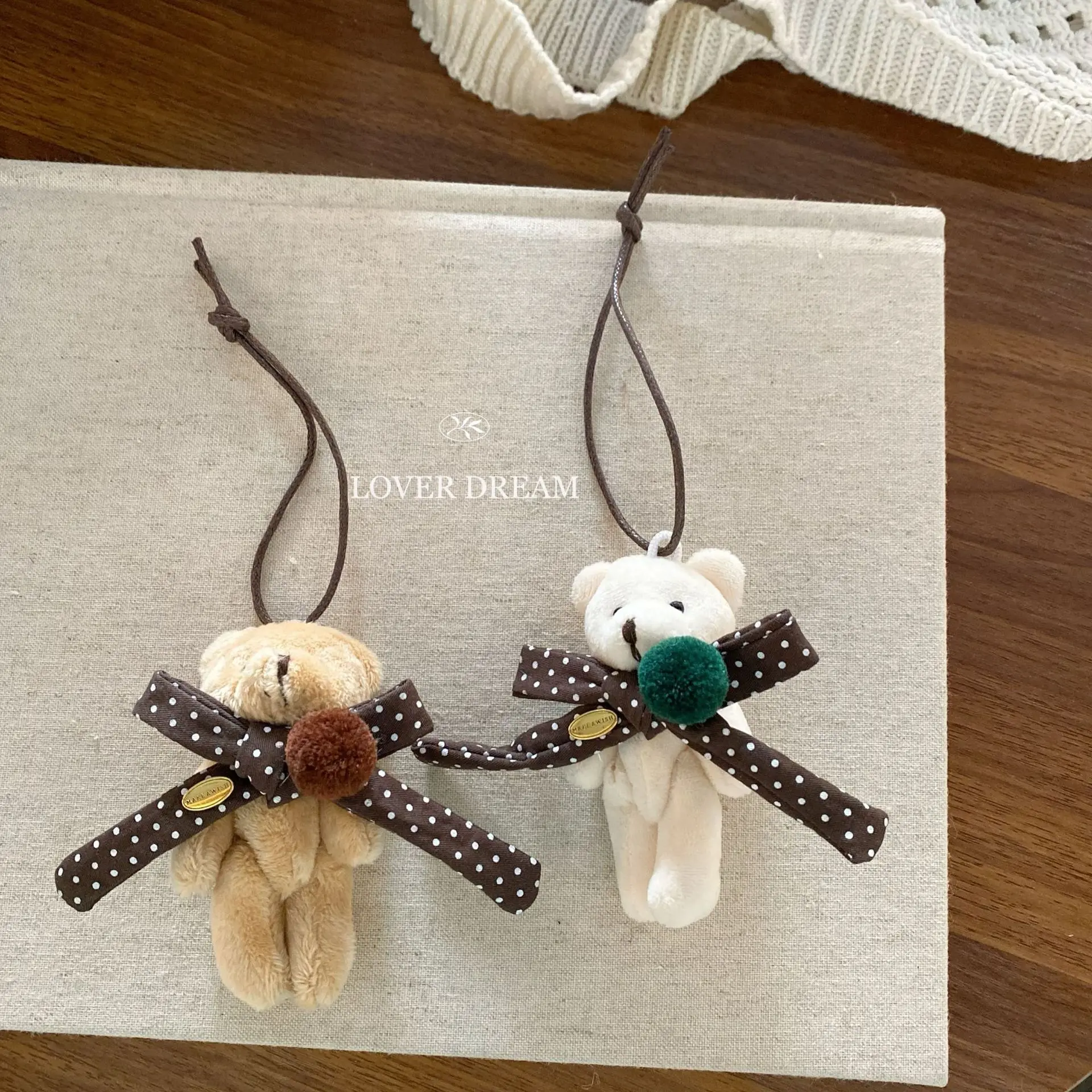 Keychain for Women Red Bear Rabbit New Year Korean Ins Style Cute Plush Bag Charm Lightweight Soft Daily Festival Decoration