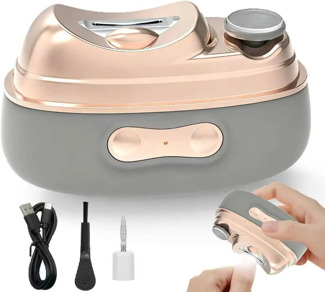 

4-in-1 Electric Nail Clipper with Polisher & UV Light, Rechargeable Nail Trimmer for Seniors
