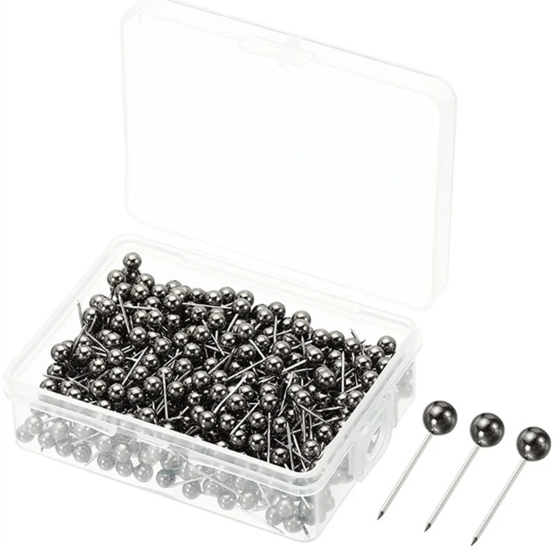 480/500Pieces Ball-shape Pushpins Map Pins for Cork Board, Metallic Sewing Pins for Fabric Clothing DIY Sewing Crafts