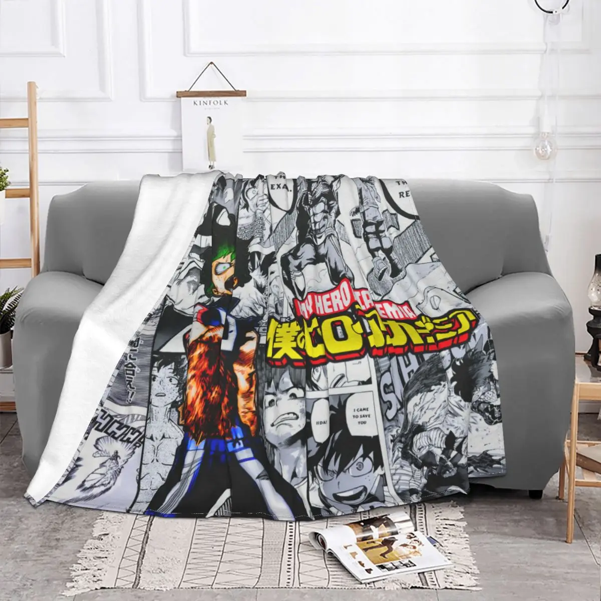 My Hero Academia Anime Blankets Flannel Winter Midoriya Izuku Portable Soft Throw Blankets for Bed Travel Bedding Throws