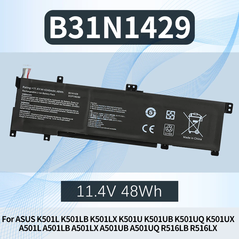 

B31N1429 Battery for ASUS K501L K501LB K501LX K501U K501UB K501UQ K501UX K501UW A501L A501LB A501LX A501UB A501UX R516LB R516LX