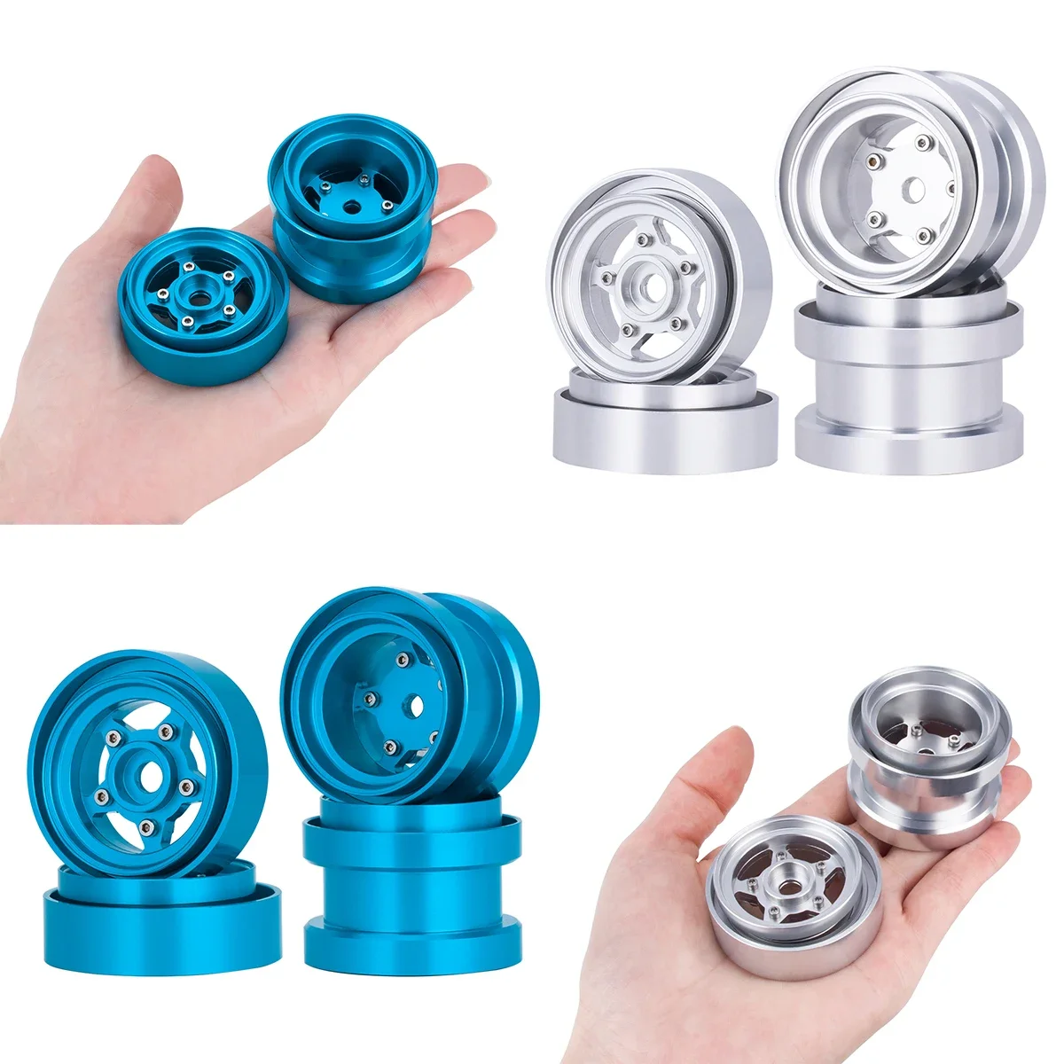 Aluminum Beadlock Wheels for 1/10 RC Buggy Upgrade Kit Compatible for Tamiya Frog Grasshopper Hornet & Sand Scorcher Durable Hub