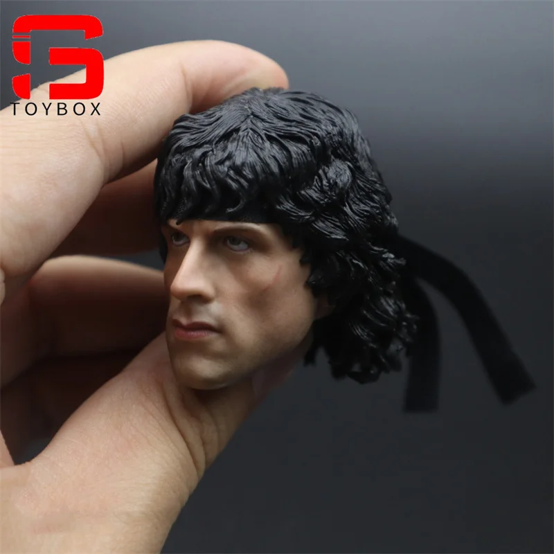 1/6 Scale First Drop of Blood Rambo God of the Jungle Male Head Sculpt Carved Accessory Model Fit 12'' Body Doll