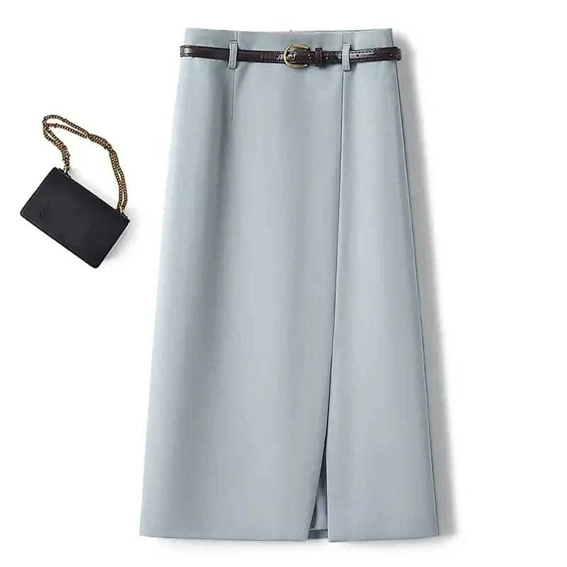 

Side Slit A-line Midi Skirt for Women, Autumn New Style, High Waist, Knee High, One-step Hip Hugging Straight Tube Skirt
