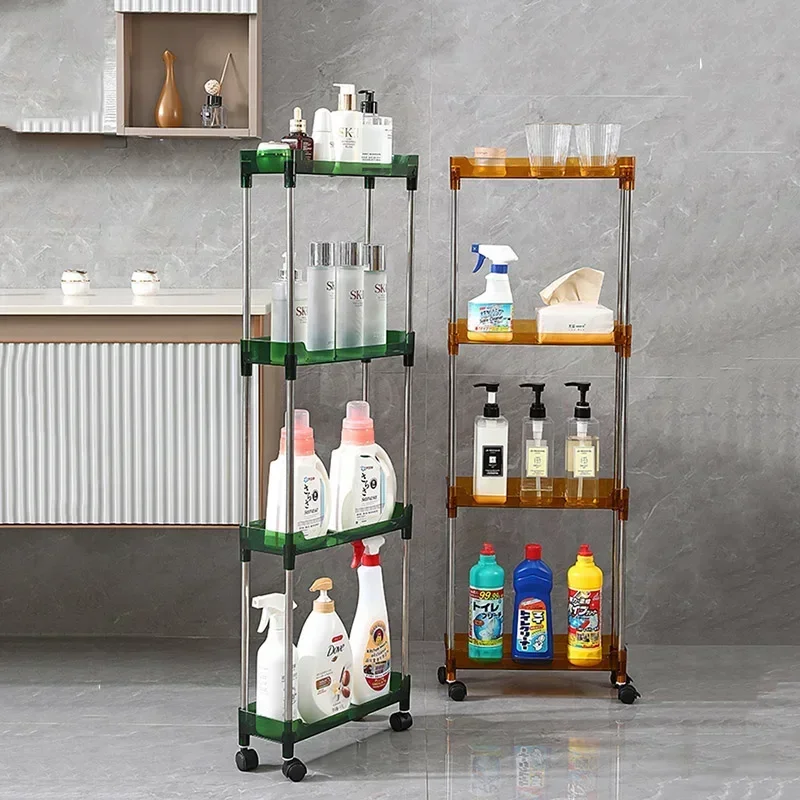 

Large Capacity Bathroom Shelves for Toiletries, Removable Floor Standing Organizer, Multi-Layer PET Storage, Space-Saving Design