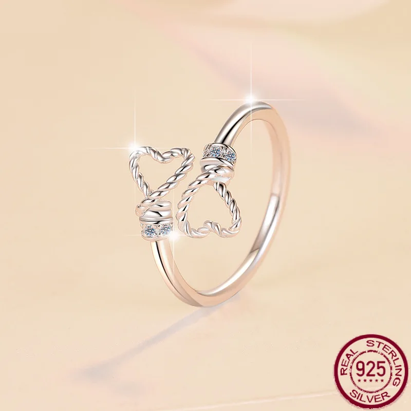 

New S925 plain ring twist rope Mossan ring for women niche high-end light luxury love opening ring wedding jewelry