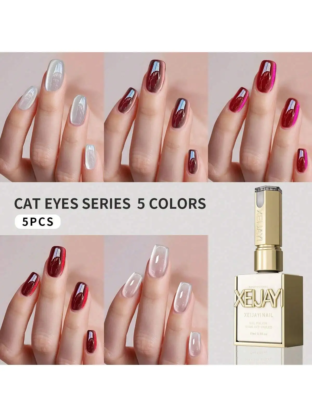 

5 шт., стеклянные бусины, кошачий глаз, дизайн ногтей, 2025, новый винно-красный, белый, лунный свет, кристалл, комбинация кошачьего глаза