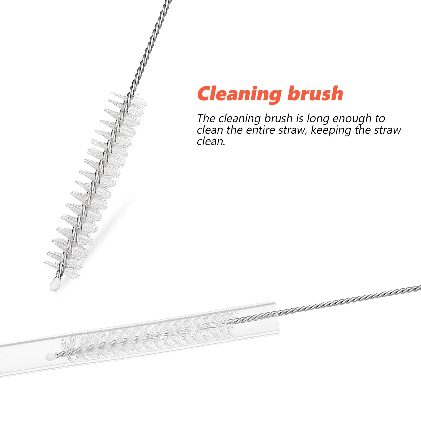 8Pcs Silicone Straw Set Reusable Long Straws Cuttable for Water Bottles Tumblers Cleaning Brush Included Straws