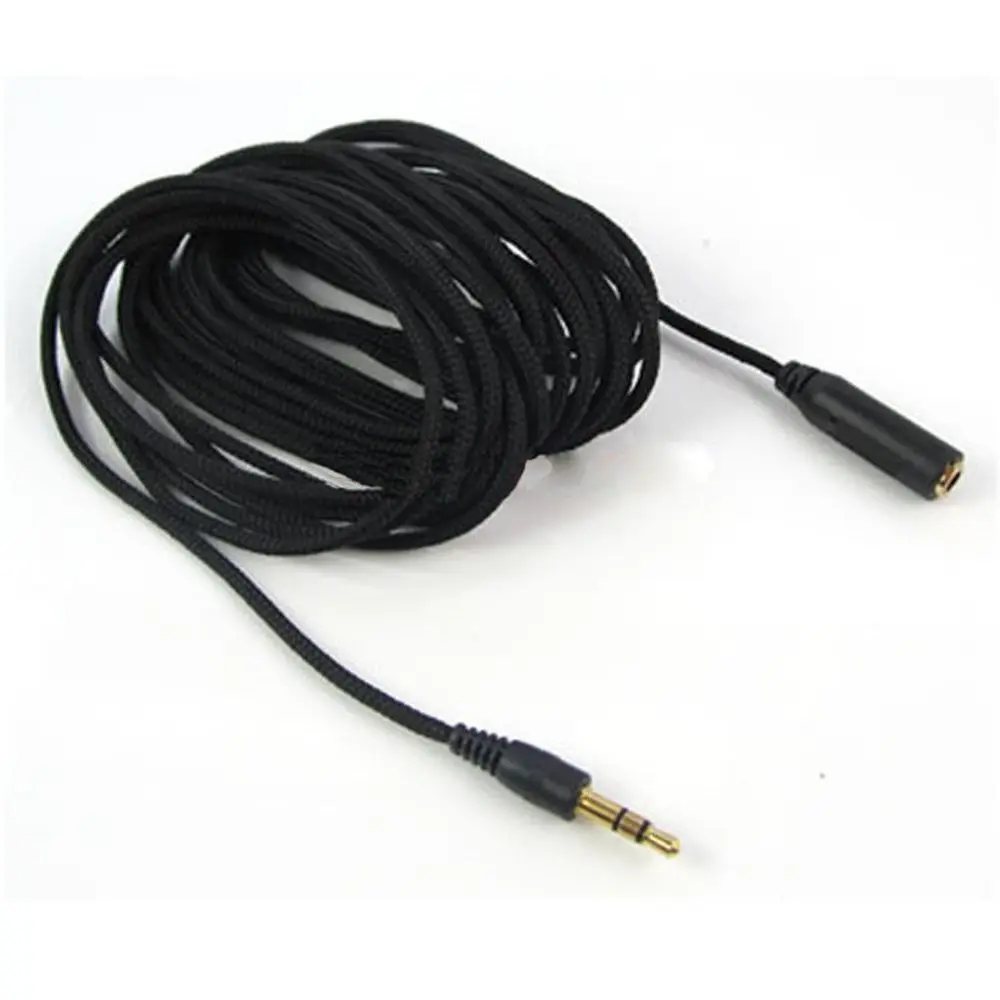 

Lead Socket Practical Black Female To Male Cloth Cord Stereo Audio F/M 3.5mm 5m Extension 16ft