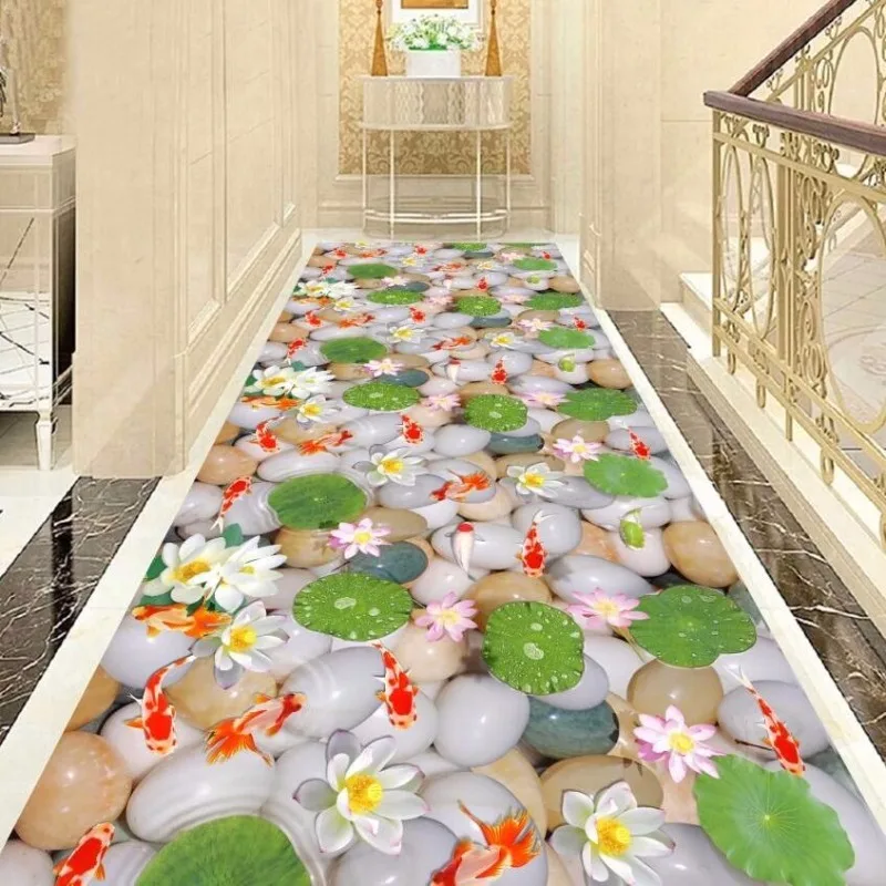 3D-Muster Flurläufer Dekoration Zuhause Rutschfester Waschbarer Villa-Korridor-Teppich Eingangsbereich Balkon Fensterläufer Teppich nach Maß