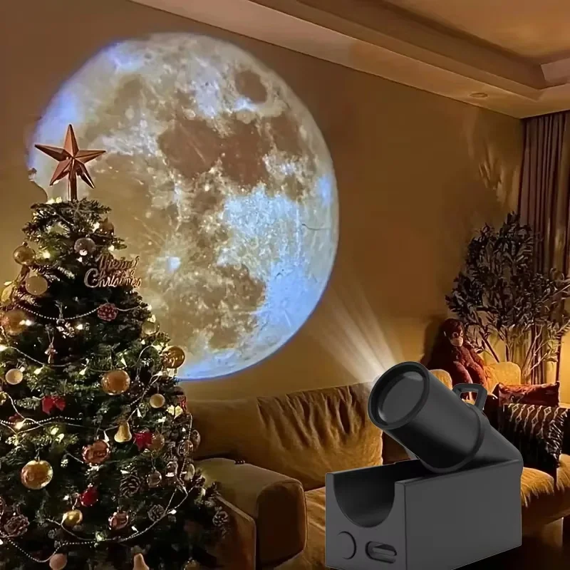 USB Moon Projection Lamp LED Night Light Earth Planet Projector Background Atmosphere Wall Decoration Lamp Children Bedroom Gift image 4