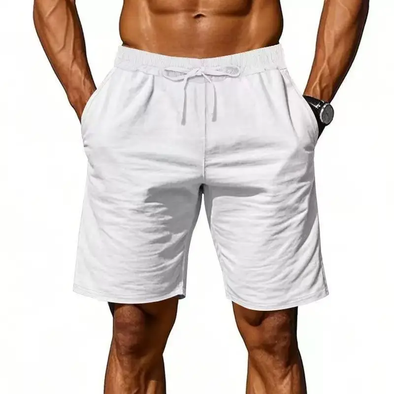 Summer Men's Casual Loose Linen Shorts Thin Beach Style Five-Quarter Length Straight Leg Sporty Comfortable Breathable