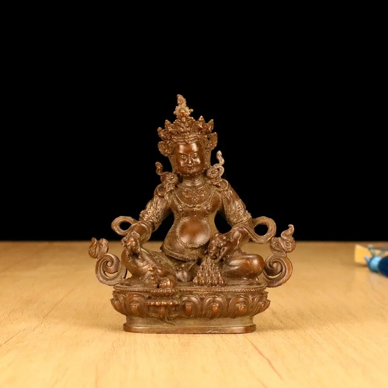 Copper Huang Cai Shen Ornament, Exquisitely Crafted, Tibetan Tantric Buddhist Altar, Wealth God Buddha Statue, All