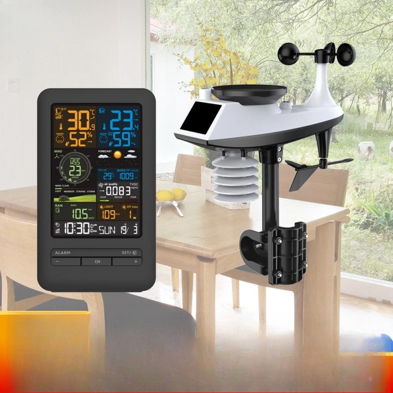 

Умная метеостанция с Wi-Fi, будильник, термометр, гигрометр, анемометр, цифровые часы с цветным экраном