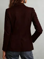 Élégante veste en daim marron pour femmes, vêtement d'extérieur tendance d'automne avec poches et boutons pour dames. 5