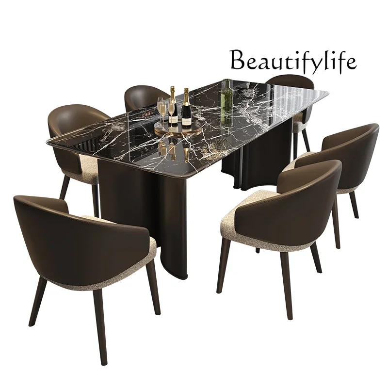 M Modern Simple Marble Dining Table And Chair Combination Italian Pattern Dining Table Casual Dining Table