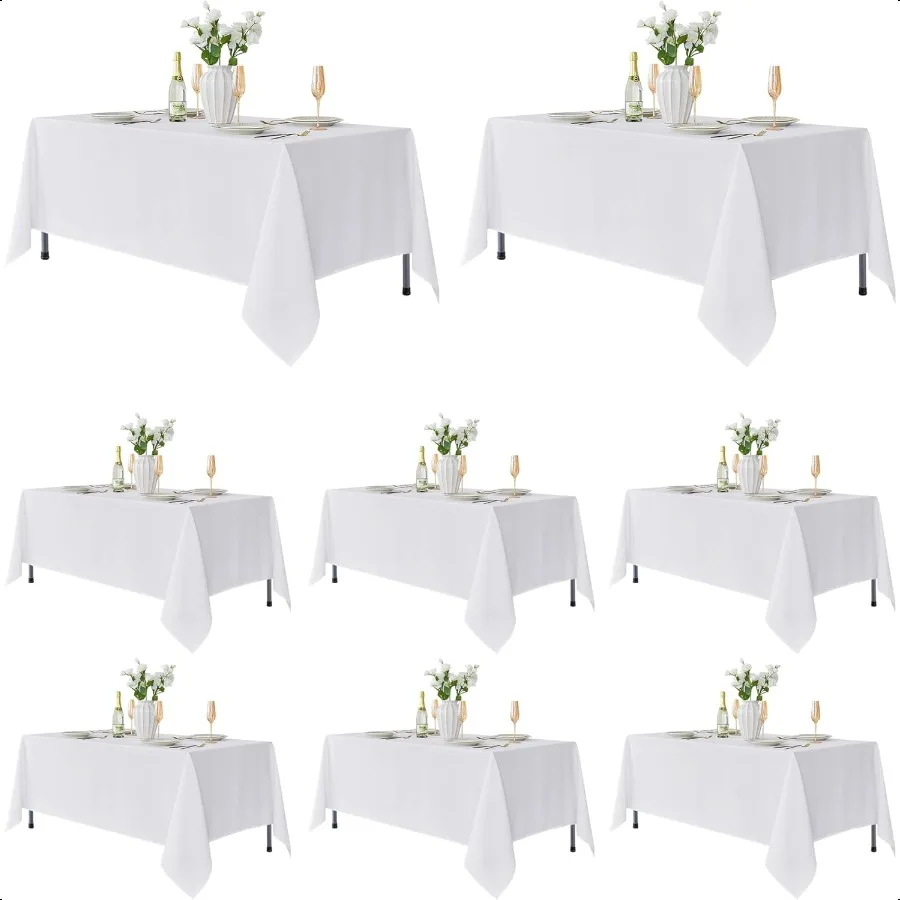 

8 Pack Table Cloth Rec Table: Stain and Wrinkle Resistant Tablecloth Rectangular Washable Polyester Tablecloths for Wedding Par