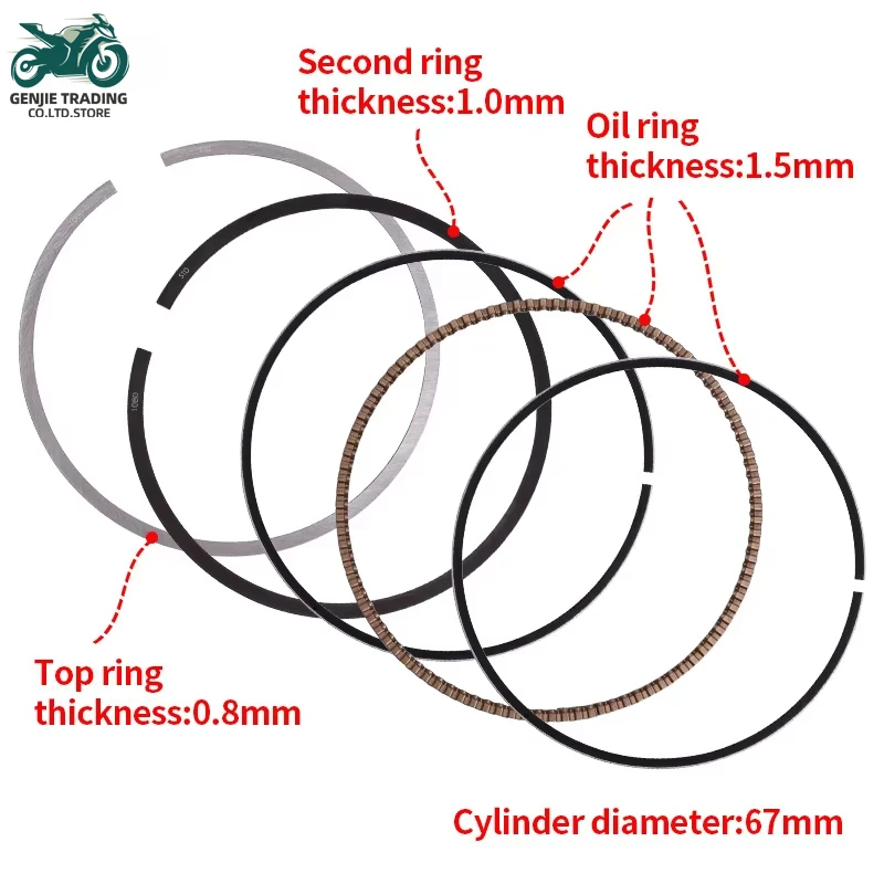 For Suzuki GSX-R600 67mm 1/2/4pc Motorcycle Engine Piston Rings GSXR600 01-05 GSXR 600 06-2017 GSR600 2006-2010 12140-39F00-000