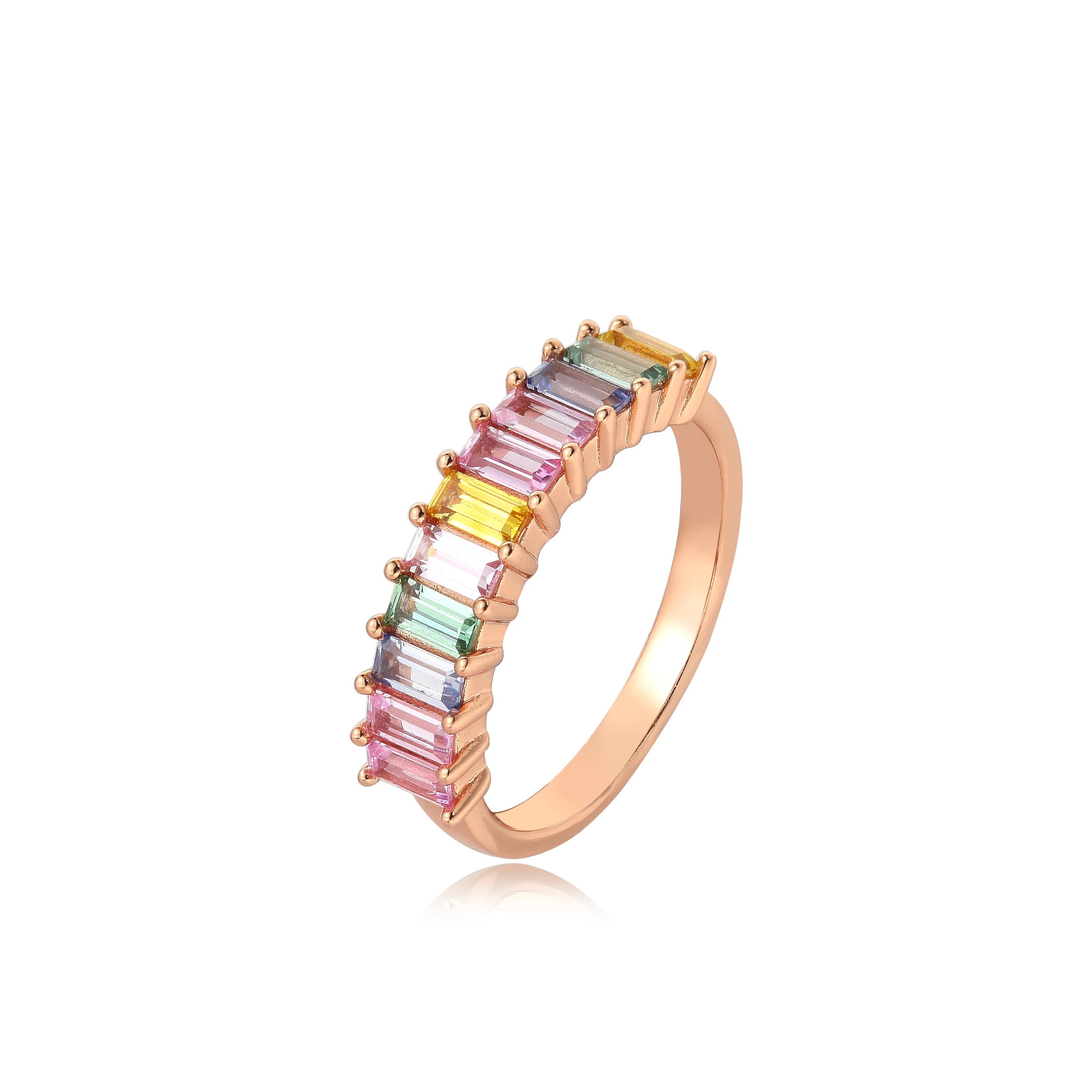 Fine Jewelry Joacii 925 Sterling Silver Color Baguette Rainbow Ring