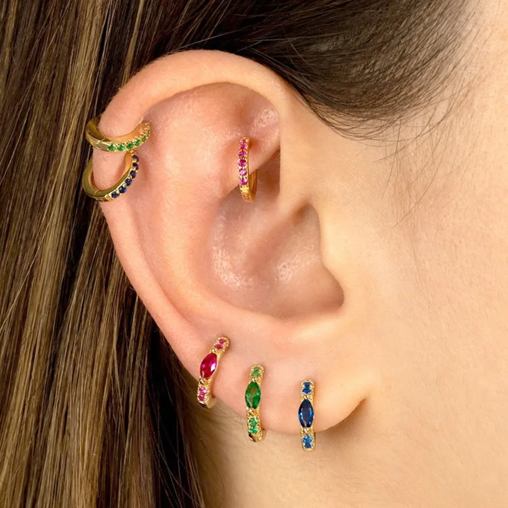 2Pcs Light Luxury Colorful Cat's Eye Zircon Women's Jewelry Set, Versatile Women's Earrings, Suitable for Daily Photoshoots, Birthday Parties, Music Festivals, Mother's Day Gifts, Women's Earring Accessories