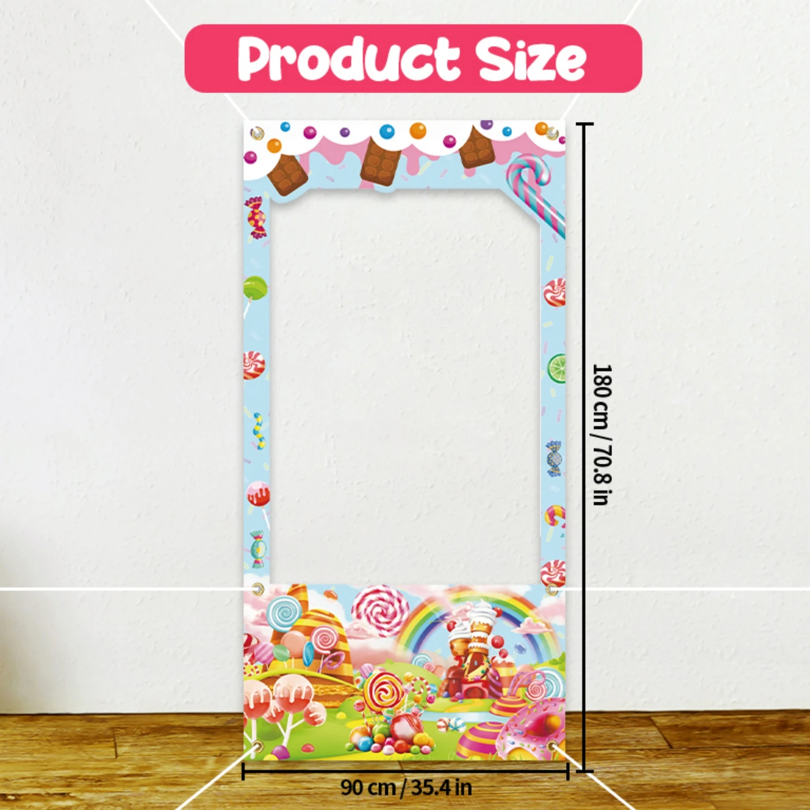 Vibrant Candy Themed Polyester Photo Banner Decorations- Colorful Photo Props Backdrop for Birthday Shower Candy Theme Party Dec