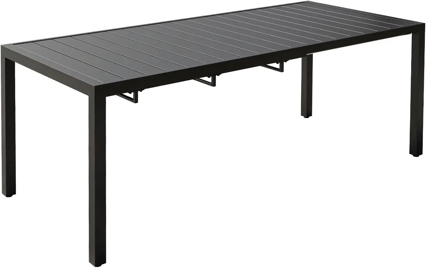 VICLLAX Expandable Patio Table, Metal Rectangle Outdoor Dining Table for 8, 6, 4 Person, Patio Dining Table for Lawn Garden