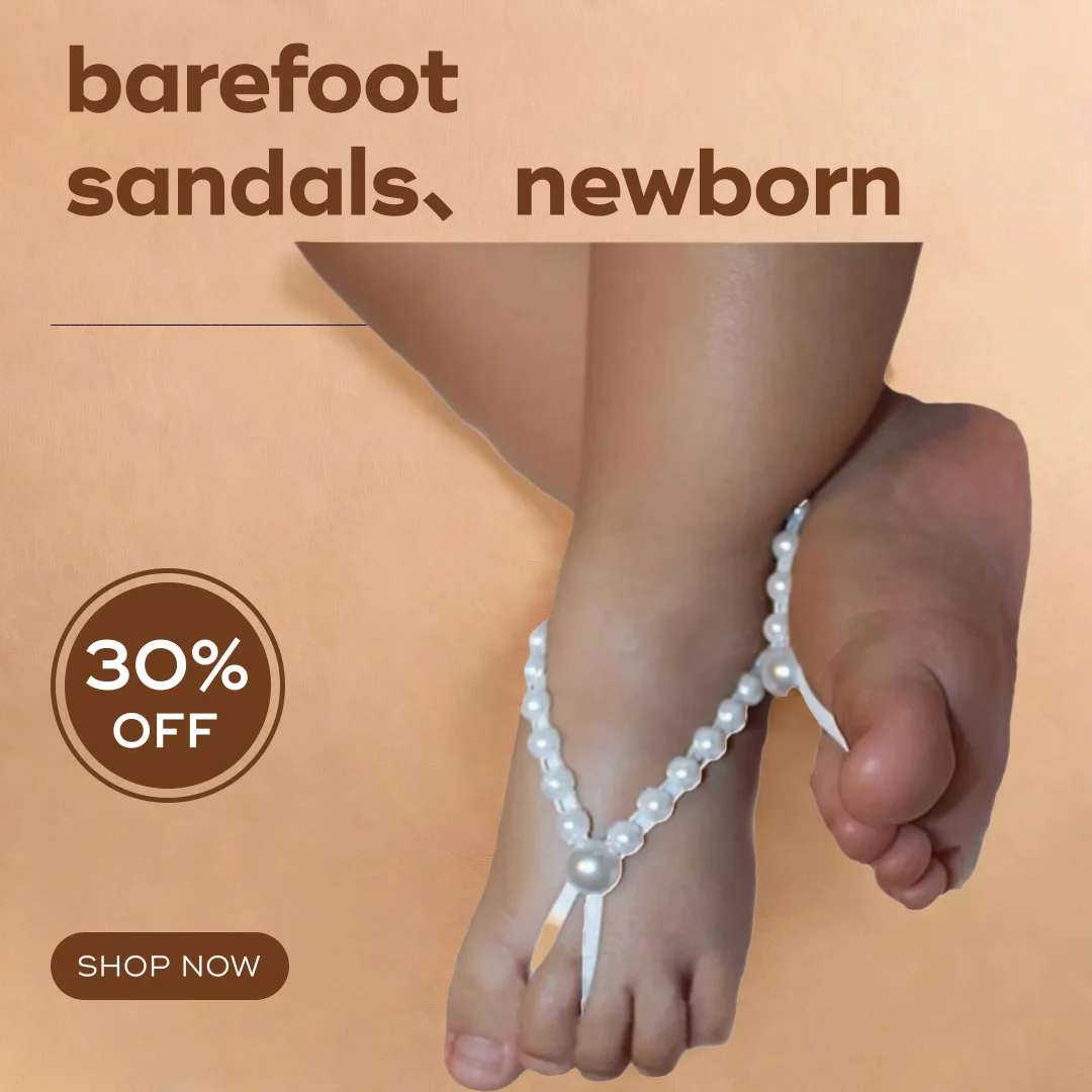 

Newborn Pearl Barefoot Sandals - Delicate Flower & Butterfly Design - Baby Girl Photo Props for Studio & Home Shoots（0-3month）