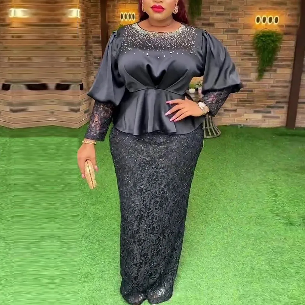 Robes africaines en dentelle pour femmes, Dashiki Ankara, grande taille, tenue de soirée, de mariage, élégante, jupes en Y, nouvelle mode, 2023