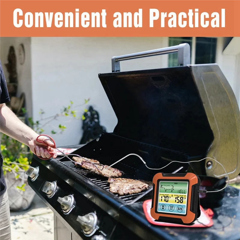 

AA63 HOT BBQ Cooking Food Thermometer Waterproof BBQ Oven Meat Cooking Grill Thermometer With Timer Temperature Alarm For Cookin