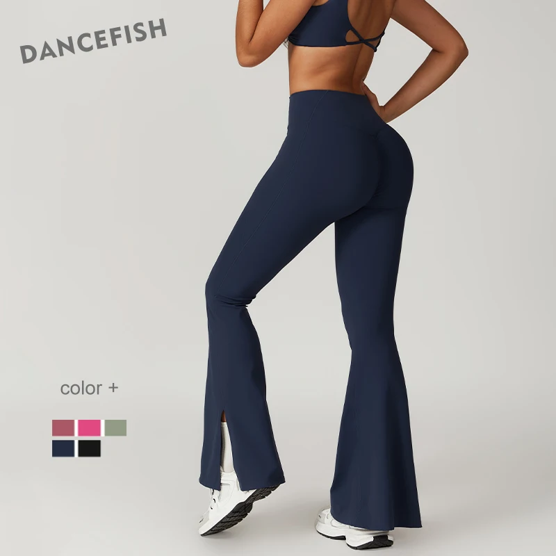 

DANCEFISH Quick-Drying Casual Micro-Pants Women High Waist Wide-Leg Hip Lifting Sportwear Fitness Training Tight Fit Yoga Pants