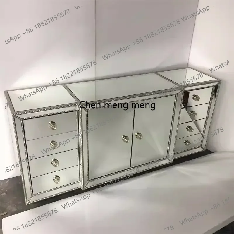

American multi-functional side cabinets, imitation old porch cabinets, mirror door cabinets, glass furniture lockers promotion