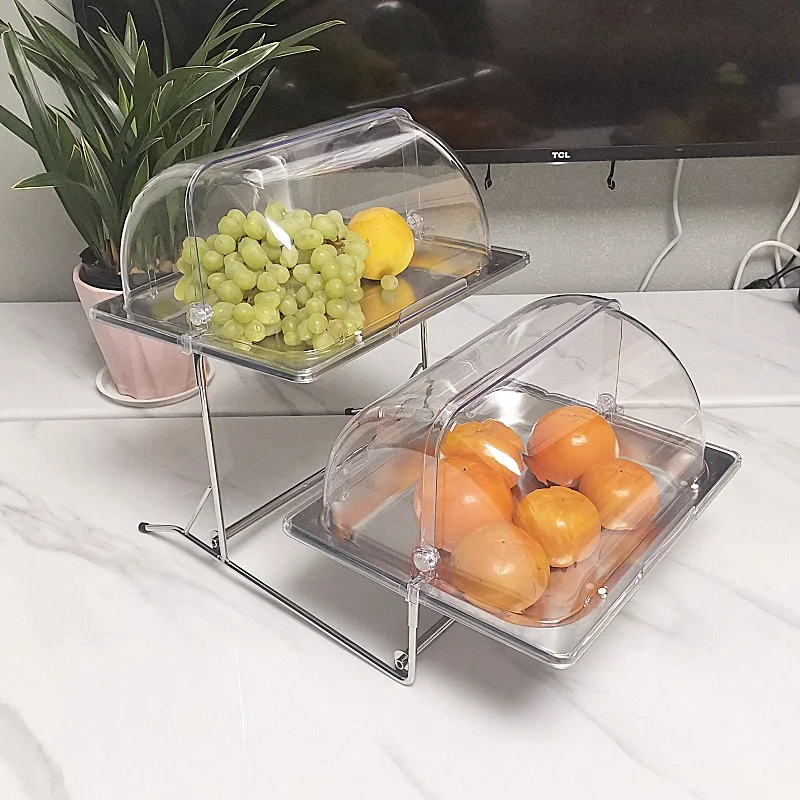 

Двухслойный поднос из нержавеющей стали для фруктов, хлеба, тортов, суши, закусок, в европейском стиле, для сохранения свежести