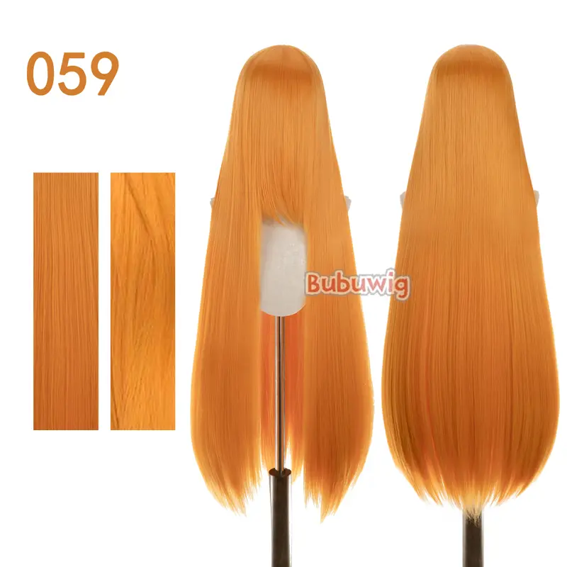 Bubuwig Synthetic Hair 100cm Long Straight Pure Color Cosplay Wigs Over 100 Colors Black White Red Blue Brown Wig Heat Resistant - Image 30