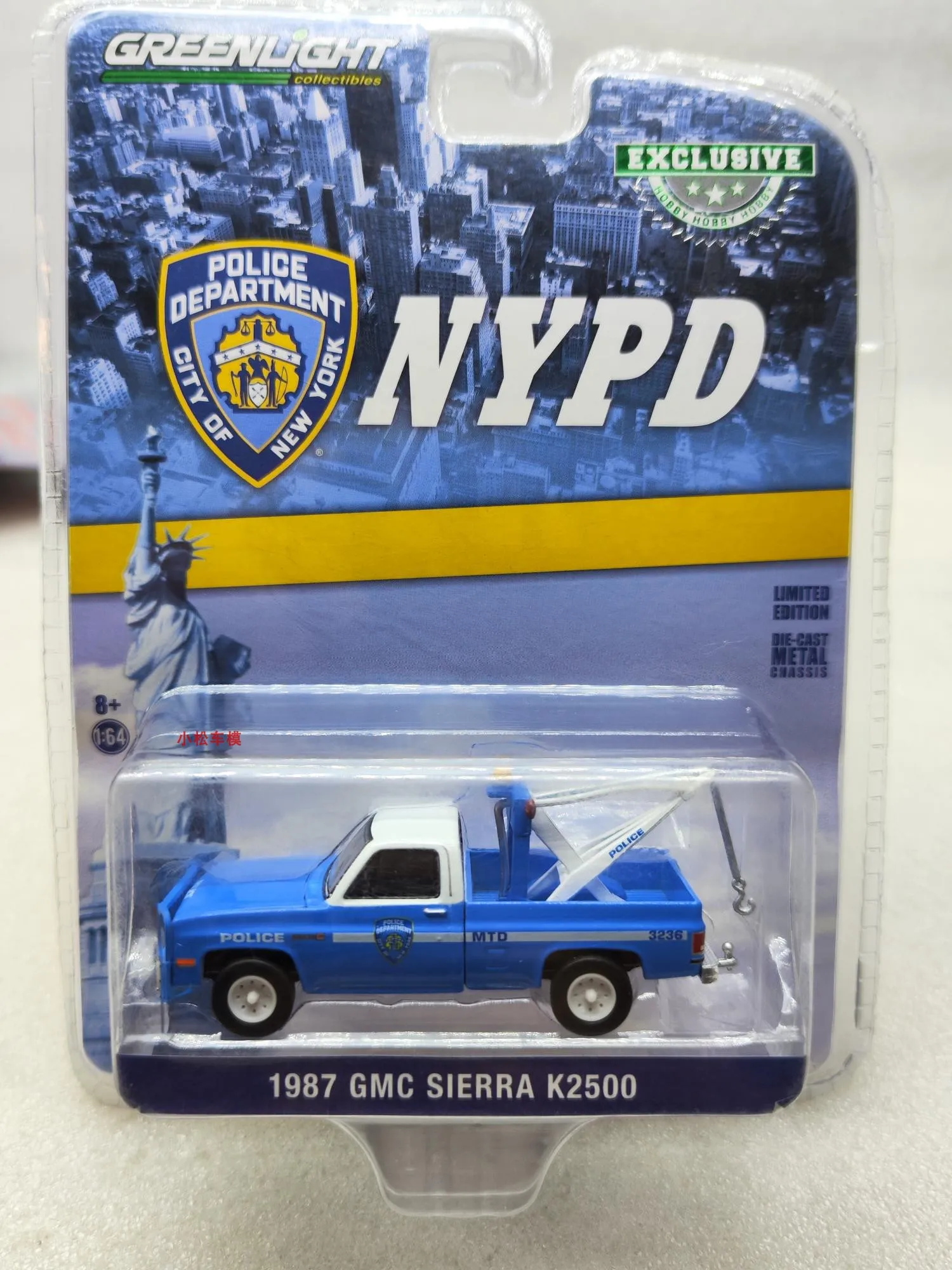 GreenLight 1:64 1987 GMC Sierra K2500 Dragging Hook Down — отдел полиции Нью-Йорка — коллекционная модель автомобиля NYPD