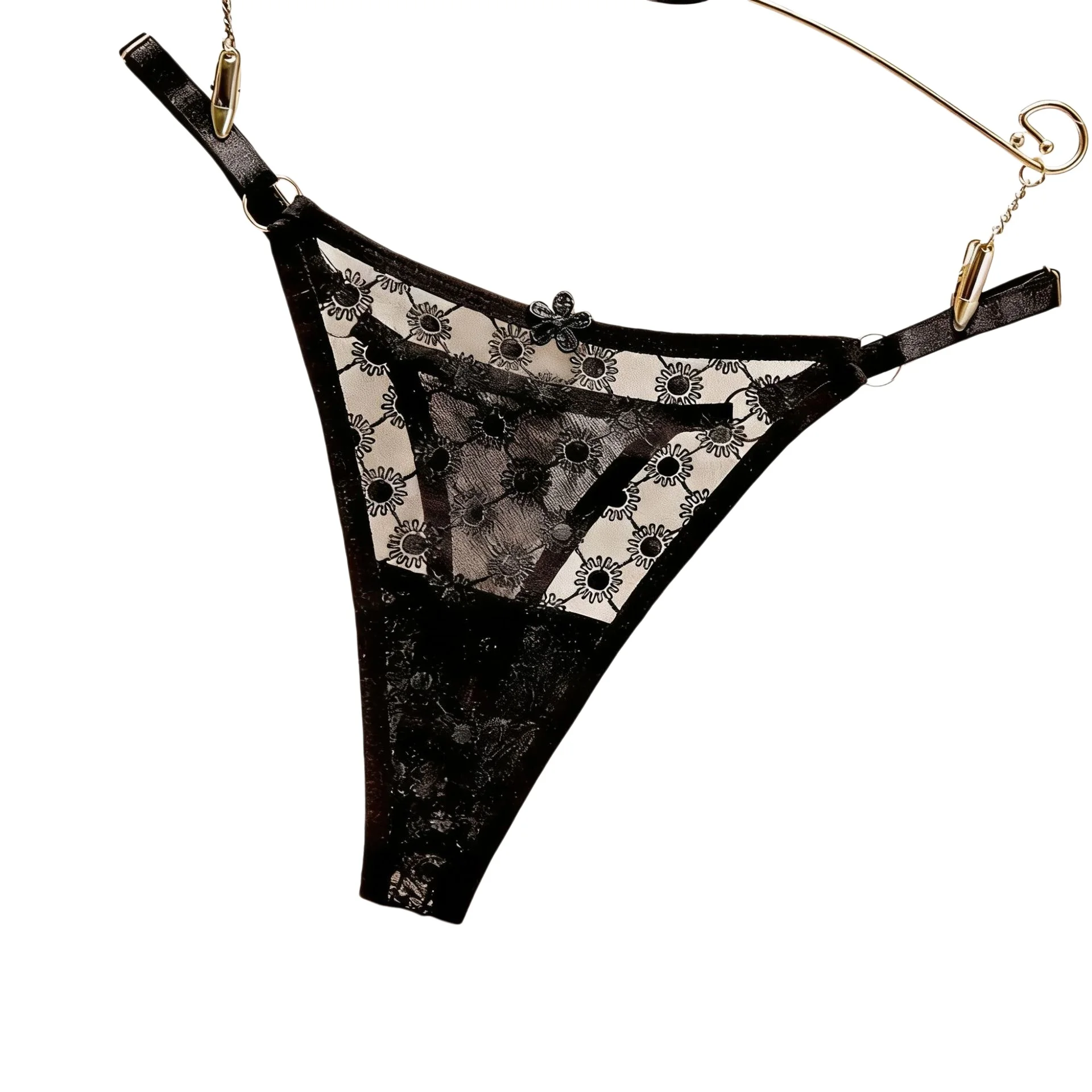 Dünner Sexy Damen G-String Tanga Slip Blumenmuster Transparente Unterwäsche Damen-Lingerie