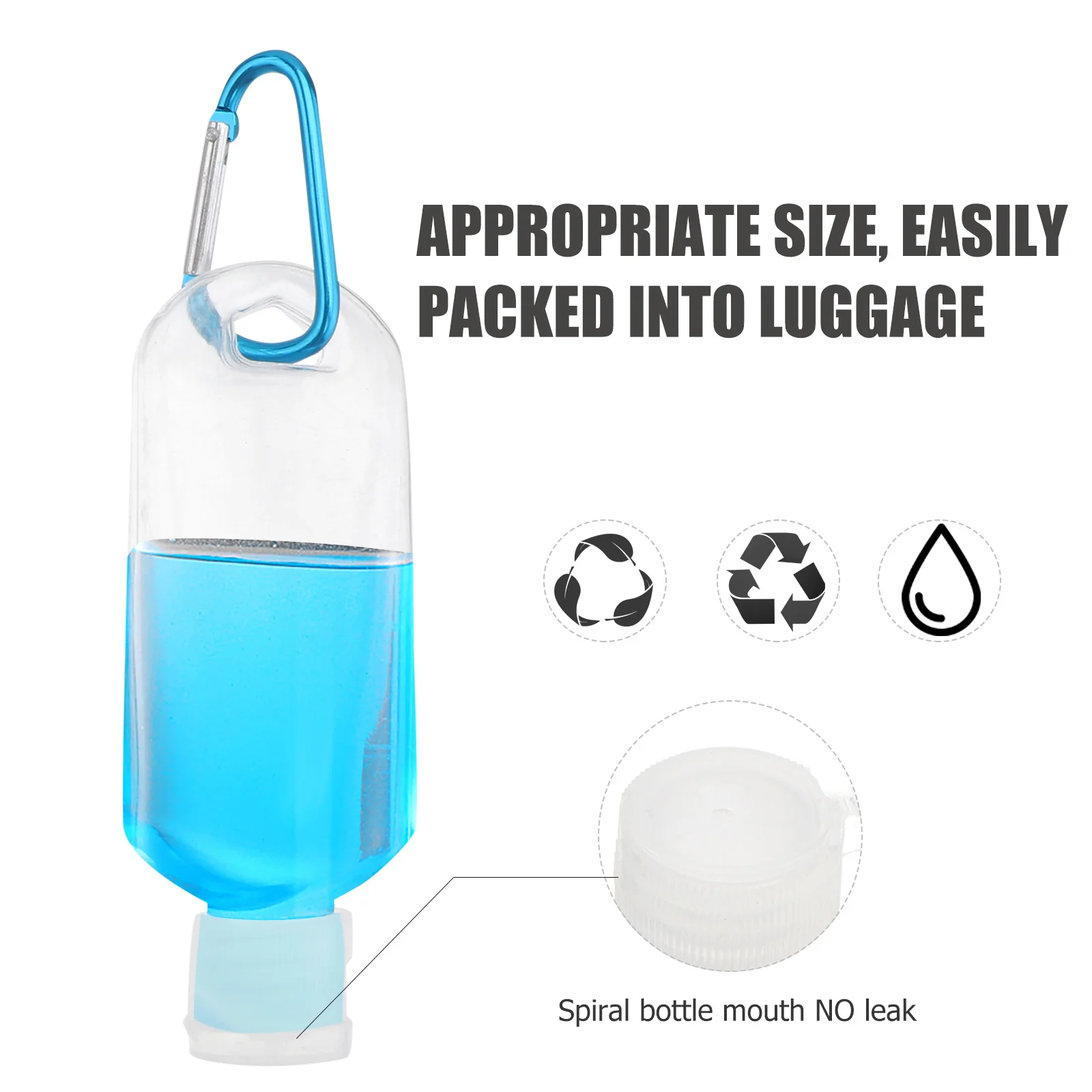 

10pcs 50Ml Refillable Travel Bottles With Hook Leak Proof Squeeze Containers For Shampoo Lotion Face Wash Sun Cream Reusable