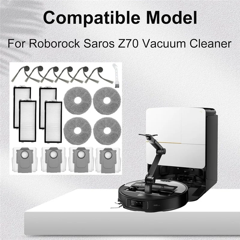 A88X 20 szt. Akcesoria do Roborock Saros Z70 / G30 Space Sweeper: szczotka boczna, filtr, nakładka mopująca, worek na kurz, części do odkurzacza