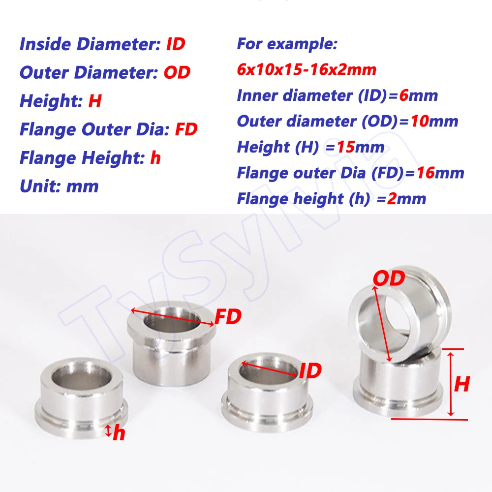 1PCS Stainless Steel Flanging Sleeve Bore 5mm 6mm 8mm 10mm Unthreaded Bushings Bearing Bushing Guide Sleeves
