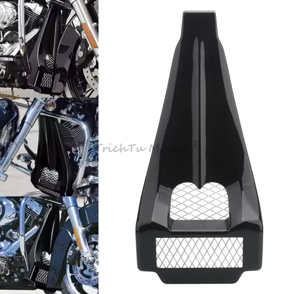 

For Harley Touring Electric Road Street Glide 97-2013 Motor Accessories Gloss Black Front Radiator Cover Chin Fairing Spoiler