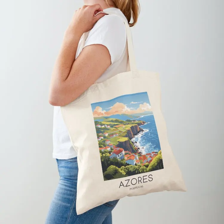 A Pop Art Travel Print of Azores - Portugal Tote Bag Customizable tote bag Cloth bags eco pack female bag