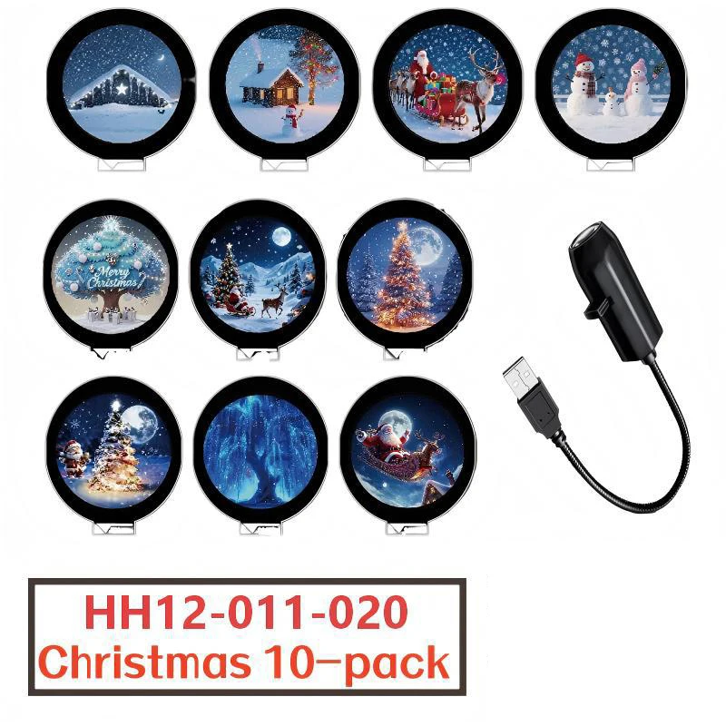 USB Christmas Elk Character Pattern Projection Lamp 360° HD Led Starry Sky Nightlight  Ceiling Window Holiday Decorative Lights