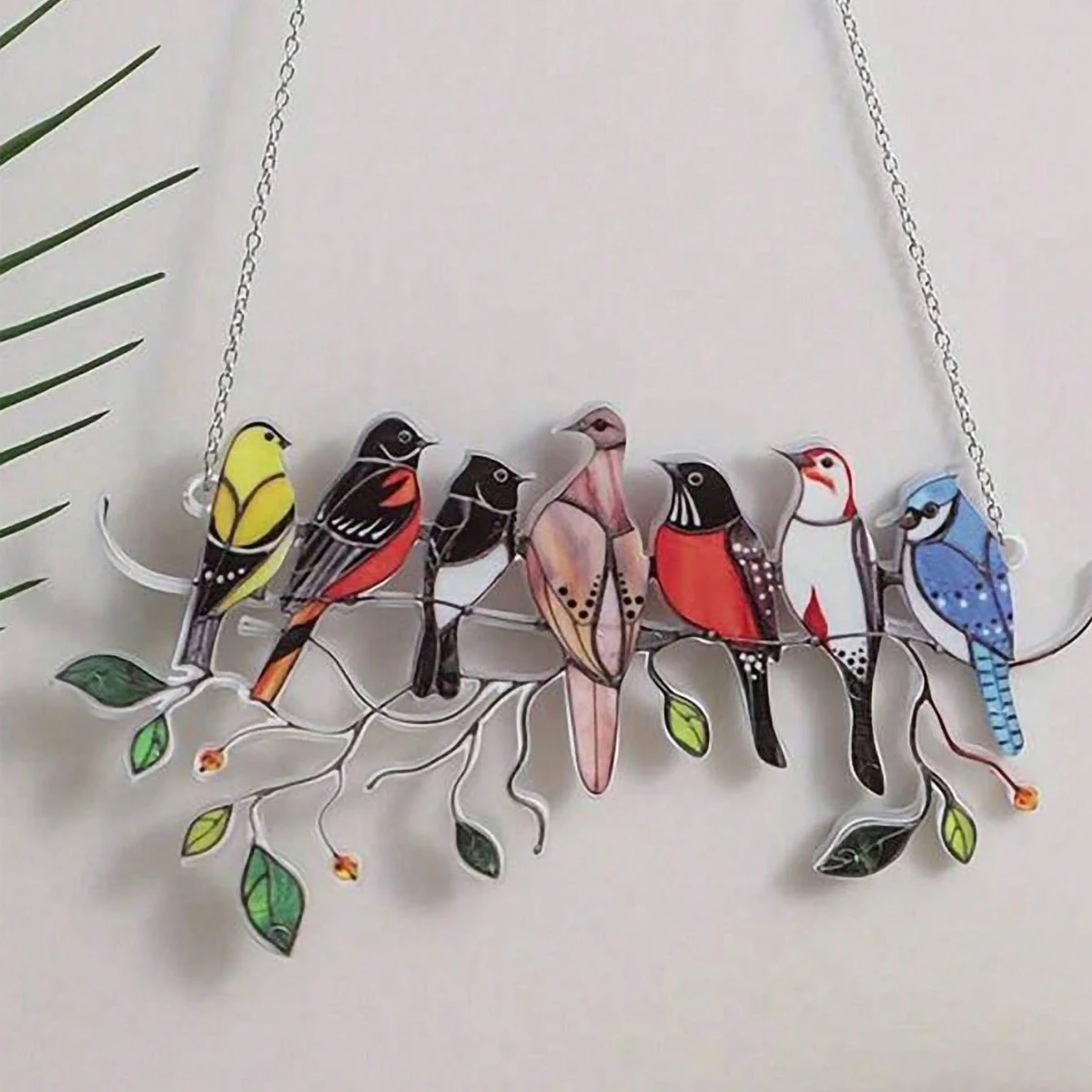 1pc-Multicolor bird Ornaments Acrylic Panel Window Wall Hangings Birds Stained Glass Window Suncatcher Hanging Home Decor