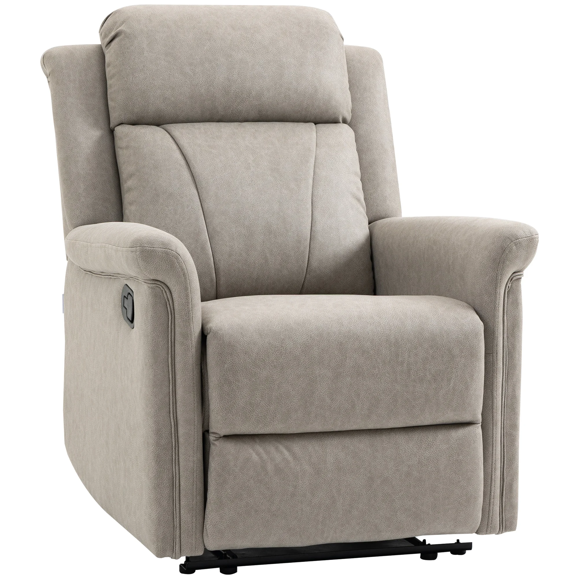 HOMCOM Sillón Relax Reclinable Manual, Sillón Relax de Tela con Reposabrazos, Reposapiés, Respaldo Alto, Acolchado Grueso, Butac
