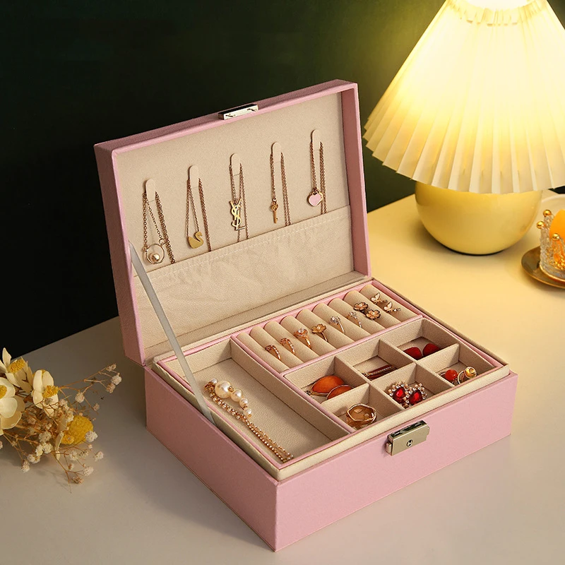 Portable Double-layer Jewellery Storage Box