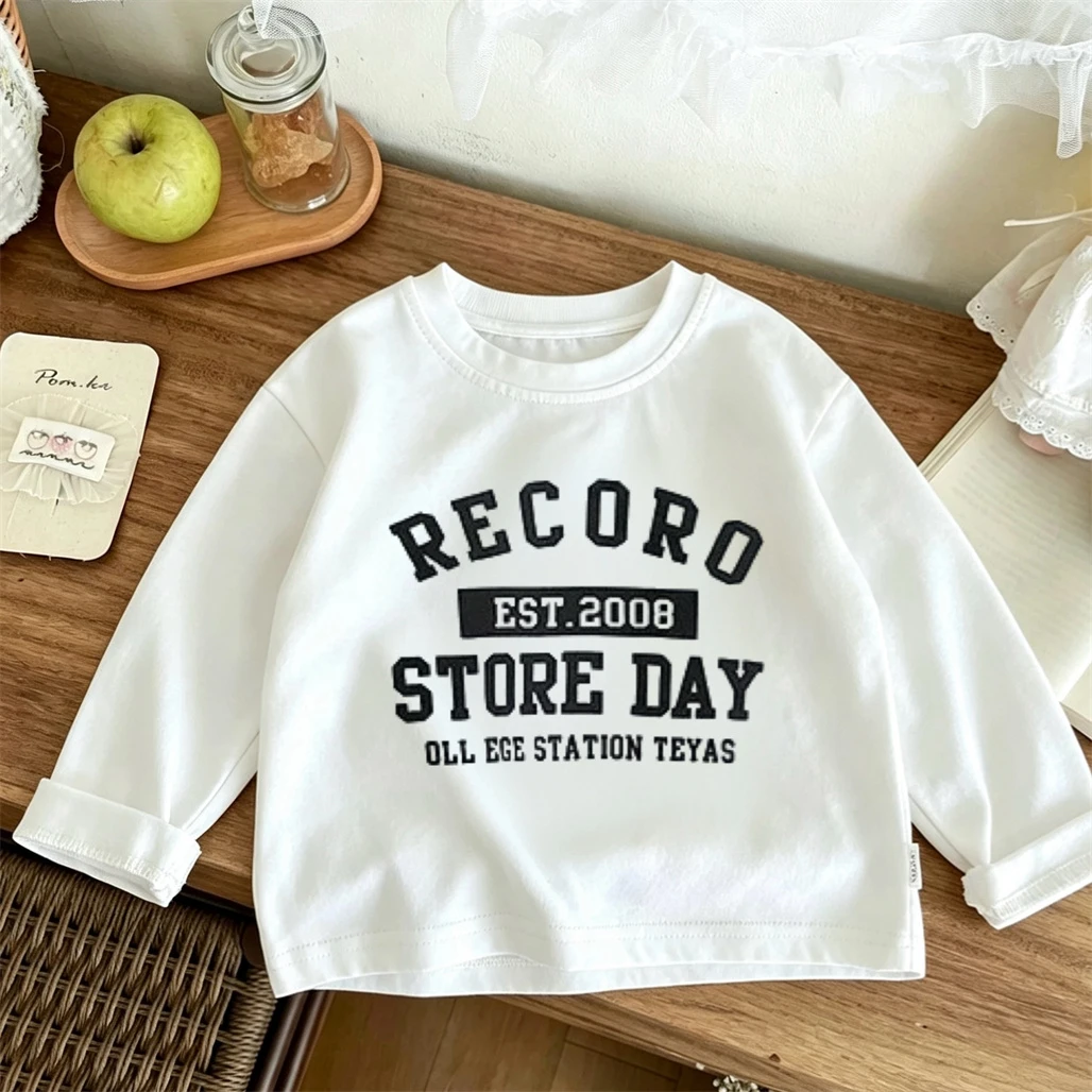 Fashion Casual Clothes Round Neck Base Shirt New Design Printed T-shirt Toddler Boys Trendy Tops Solid Color Versatile Tees