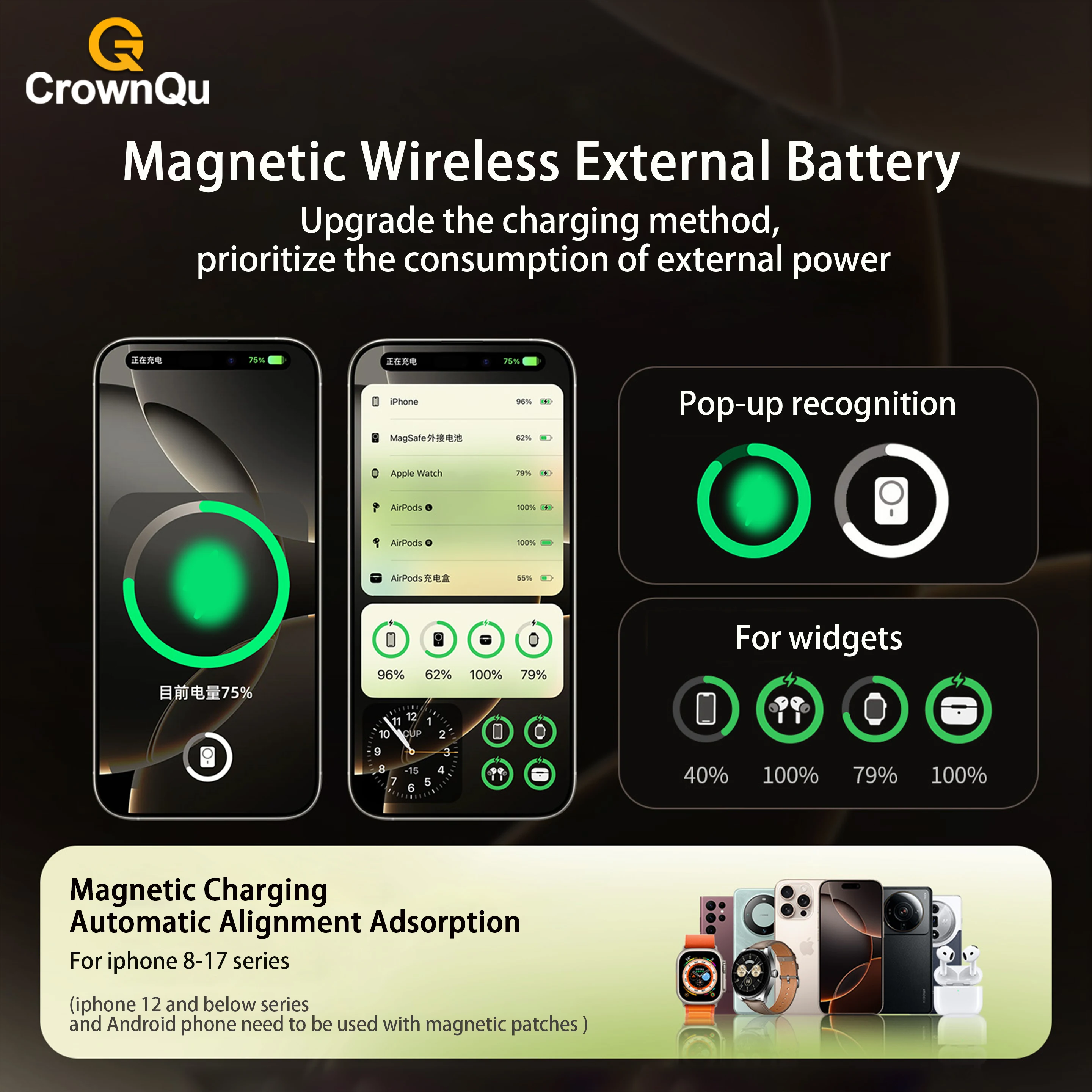 Magnetic Wireless Powerbank Qi 2.1 USB-C Fast Charging External Battery for iPhone 12-17 Pro Airpods Apple Watch Xiaomi 10000mAh