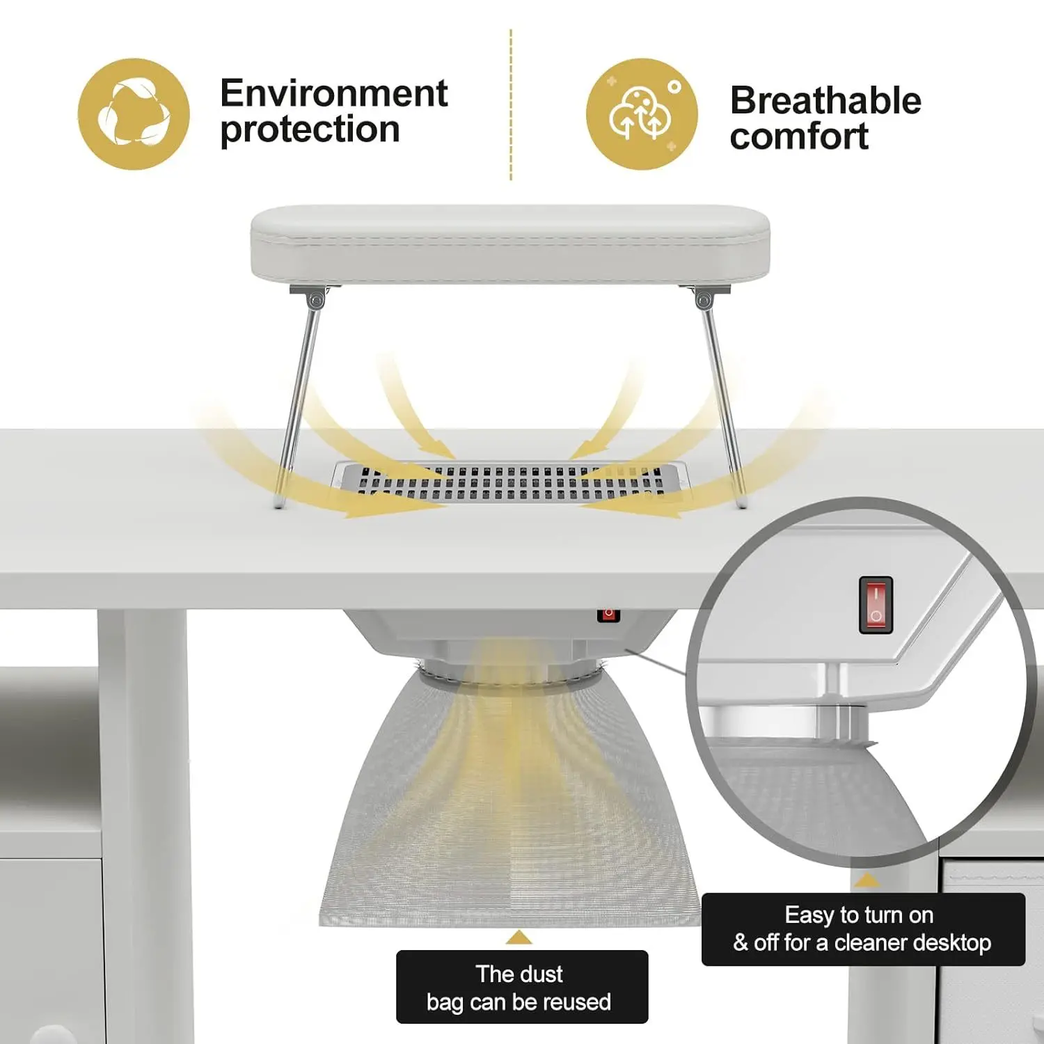 طاولة صالون الأظافر طاولة مانيكير واحدة مع مكنسة كهربائية #3