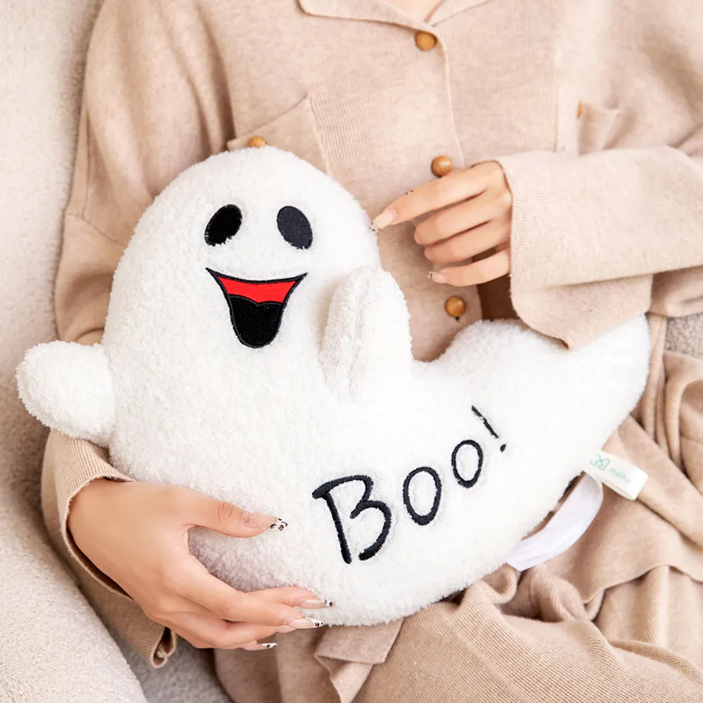 Fluffy Soft Ghost Plush Throw Pillow Cushion Halloween Cute Decorative Ornament Gift for Home Sofa Bed