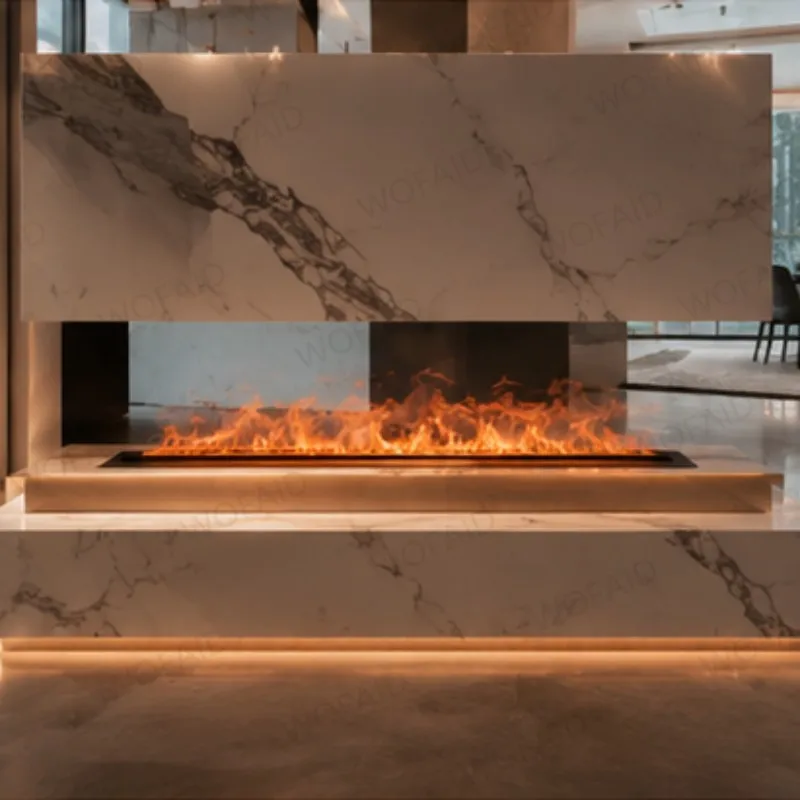 WOFAID Smart 3D Water Vapor Electric Fireplace Colorful LED Mist Flame Intelligent Control for Living Room Media Wall Home Decor